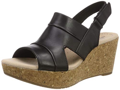 Clarks Annadel Ivory, Sandali con Cinturino alla Caviglia Donna, Nero (Black Leather-), 37.5 EU