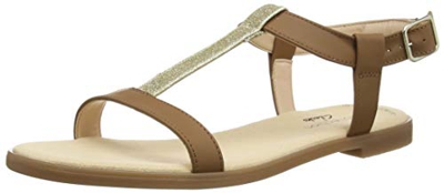 Clarks bay Rosa, Sandali con Chiusura a T Donna, Marrone (Tan Combi Tan Combi), 42 EU
