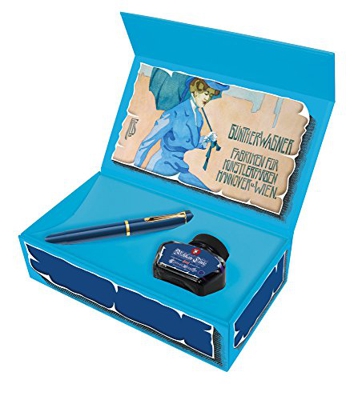 Stilografica M120 Iconic Blue pennino EF in riedizione storica limitata; presentata in confezione regalo con flacone d'inchiostro 4001