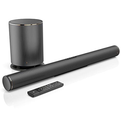 Hama TV Soundbar + subwoofer con audio Dolby 2.1 (Amazon Music/Spotify Connect, Bluetooth/USB/WLAN, compatibile Amazon Alexa), nero