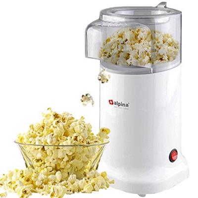 Bakaji Macchina per Pop Corn Elettrica ad Aria Calda Senza Olio Professionale Potenza 1200W con Coperchio a Rabbocco Popcorn per Feste Party Cinema Ba