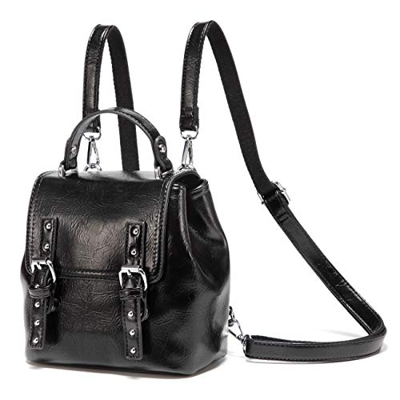 VASCHY Zaino Donna, Zainetto Donna Piccolo Zaino Pelle Donna Zainetti Ragazza Borsa a Tracolla Casual Zaini Vintage per Shopping Lavoro Nero