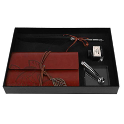 ASHATA Set Penne Stilografica retrò, Kit Regalo Scatola Penna Stilografica Quaderno Classico in Pelle, Penna Stilografica Vintage Penna con Bottiglia  precio