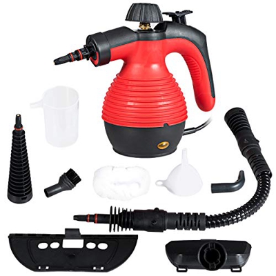 COSTWAY Pulitore Vapore 350 ml, Pulitore a Vapore Portatile Multiuso 3 Bar, con 9 Accessori (Rosso)