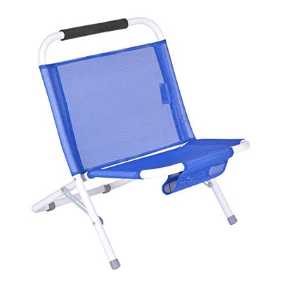 Enrico Coveri Spiaggina Mare Pieghevole Prendisole, Struttura in Acciaio con Portaoggetti, Perfetta per Spiaggia, Campeggio, Piscina e Giardino (Blu)