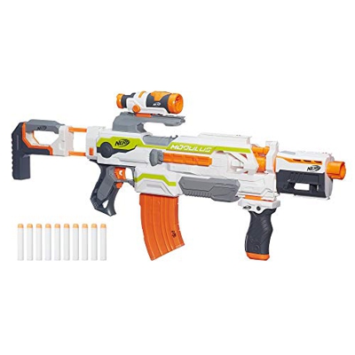 Hasbro Nerf B1538EU6 N-Strike Modulus ECS-10 Blaster, Mirino di Precisione, Versione Tedesca