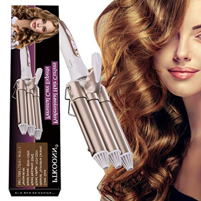 Piastra Capelli Onde,Ferro Arricciacapelli 3 Tubi,3 Rami Tubi in Ceramica,Naturale Rivestimento in Ceramica e Tormalina Beach Waves