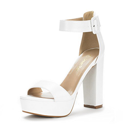 Dream Pair Sandali con Tacco Alto da Donna con Plateau Hi-Lo Bianco Pu 39.5 EU / 8.5 US en oferta