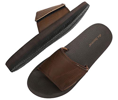 ARRIGO BELLO Uomo Ciabatte Latice/Look Hoop Sandali Piscina Scarpe Infradito Pantofole Flip Flop Estive con Pelle Taglia 41-46 (LL Marrone, 44)