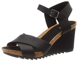 Clarks Flex Sun, Sandali con Cinturino alla Caviglia Donna, Nero (Black Leather Black Leather), 39.5 EU en oferta