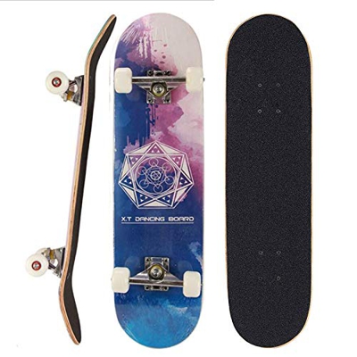 Sumeber Skateboard per principianti 80 x 20 cm, tavola completa con cuscinetti ABEC-7 doppio kick, regalo di compleanno per bambini, ragazzi e adulti 