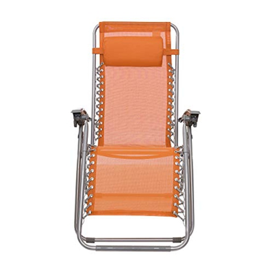 Sdraio reclinabile arancione con braccioli, in acciaio Zafferano