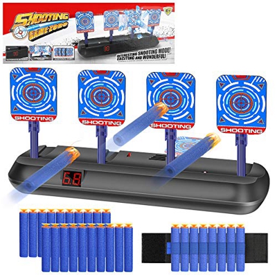 OVAREO Bersaglio Elettrico per Nerf Guns, Auto-Reset Intelligent Scoring Target con 20 Dardi Proiettili e 1 Polsino per Pistole Nerf Serie N-Strike El