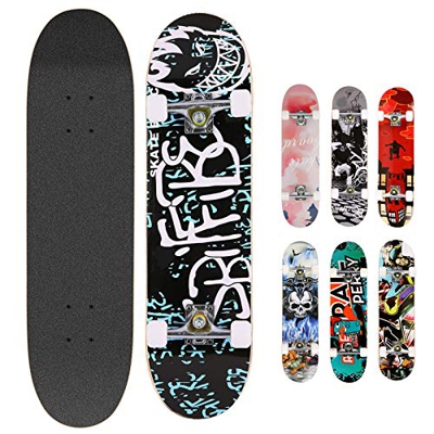 Hikole Skateboard Completo in Legno 79x20 cm in Acero Canadese 31 Pollici, Ruote 85A per Principianti Bambini e Adulti