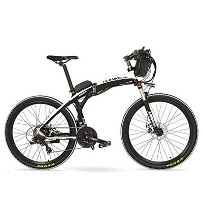 LKS GP 26 Pollici E-Bike Pieghevole Mountain Bike a 21 velocità, Bicicletta elettrica 48V, Forcella Ammortizzata, Freno a Disco Anteriore e Posteriore