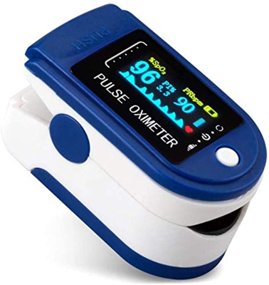 JRCURE Pulsossimetro da Dito, Saturimetro Dito Portatile, con Allarme SPO2 Display OLED Ossimetro di Sangue per Domestico, Fitness e Sport estrem
