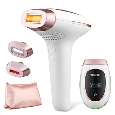 YOHOOLYO Epilatore Luce Pulsata per Corpo e Viso, IPL Depilazione Indolore per Donna, con 500.000 Pulsazioni 5 Livelli di Potenza Display LCD