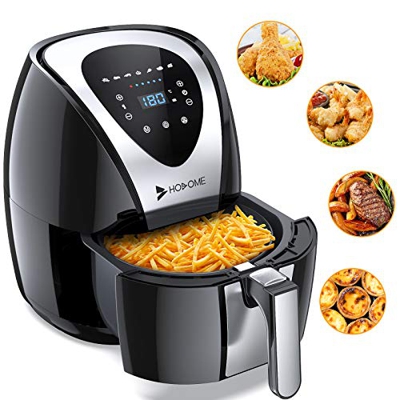 Hosome Friggitrice ad Aria 4,5L, Touch Screen Airfryer Riscaldamento Rapido 1400W Friggitrici Senza Olio con 7 Programmi Preimpostati Timer e Temperat