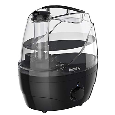 Homasy 2.2L Umidificatore Ambiente, Umidificatore a Ultrasuoni Silenzioso da 28dB, con Nebbia Fredda Regolabile Modalità LED Luci Notturne per Ambient