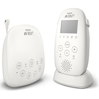 Philips AVENT SCD723/26 Babyfono DECT - Modalità Smart ECO, schermo LCD, base di ricarica, allarme vibrazione e piogga, modalità notte