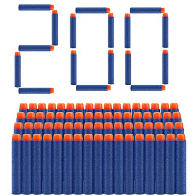 welltop 200 Pezzi Refill Bullet Foam Freccette Munizioni per Nerf N-Strike Elite Series Blasters Giocattolo per Bambini (Blu)