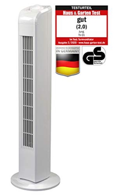 JUNG TV01 Ventilatore a torre, 76 cm, bianco, vincitore del test 2020 – Note 2,0 (GUT) – migliore NR1, silenzioso ventilatore Turm volume max 48 dbA, 