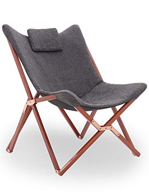 Sedie da Giardino Sedia Pieghevole Portatile Poltrone con Cuscino Poltroncine per Soggiorno Esterno Campeggio Imbottita Tessuto Legno di Faggio (Grigi