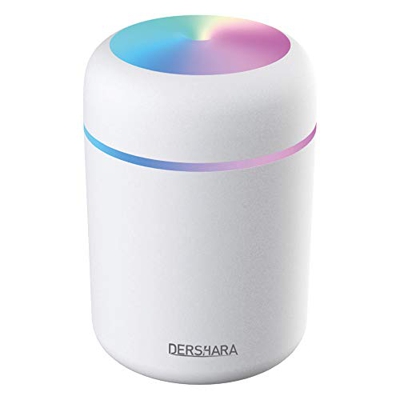 DERSHARA Umidificatore Mini - unità di umidificazione Premium con Serbatoio dell'Acqua da 300ml, Funzionamento Ultrasuoni Silenzioso, spegnimento Auto
