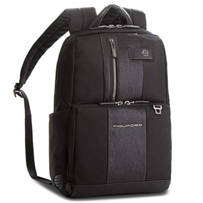 Piquadro CA3214BR/N zaino Pelle, Poliestere Nero