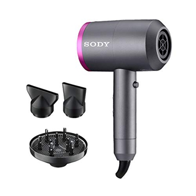 SODY SD3008 Asciugacapelli Professionale 1400W Motore DC, Phon Anticrespo, Phon Capelli Ricci Professionale, Fono Capelli Ricci, Phon con Diffusore e 
