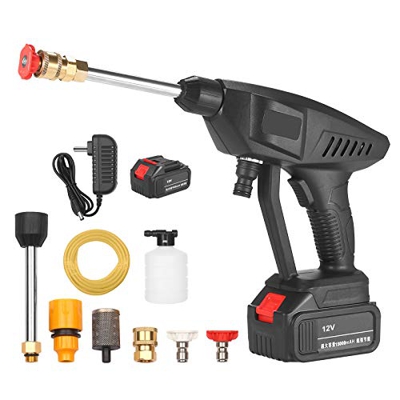 KKmoon 12V 15A 30Bar Idropulitrice a Batteria, Rondella Senza fili Pistola con generatore di Schiuma Ugello Pompa Acqua Spruzzatore automatico da Giar