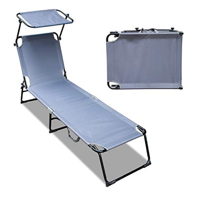 Hengda Lettino a sdraio per prendere il sole, Lettini Prendisole Pieghevoli Sedie a Sdraio da Giardino, Arredamento da Giardino 189 x 55 x 27 cm Grigi