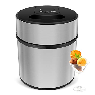 MVPOWER 2L Gelatiera, Macchina del Gelato IN ACCIAIO INOSSIDABILE per Yogurt Freddi e Sorbetti con Timer and con Funzione Ricette, Completamente Smont