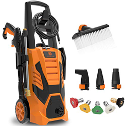Pulitore ad alta pressione SunPOW (199 bar max, 300 l/h), con tubo, serbatoio del detersivo, 2 pistole a spruzzo, spazzola con setole morbide, 8 tipi  en oferta