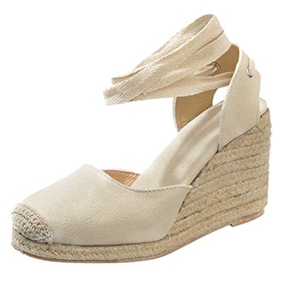 TTMall Scarpe Donna Estate Eleganti Sandali Donna Moda Sandali Espadrillas con Cinturino alla Caviglia Zeppe Donna Corda Intrecciato Piattaforma Estiv