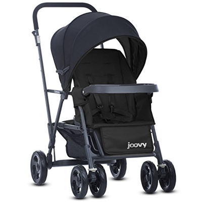 Joovy Caboose - Passeggino doppio in grafite con seggiolino e da pavimento, colore: Nero