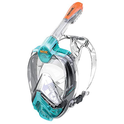 SEAC Libera, Maschera Intergrale da Snorkeling, Silicone Ipoallergenico, Sgancio Rapido per Bambini e Adulti, Acquamarina/Arancione, S/M características