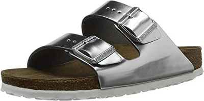 Birkenstock Arizona Leder Softfootbed, Ciabatte Donna, Argento (Metallic Silver), 40 EU