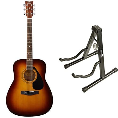 YAMAHA F310 Chitarra FolkChitarra Acustica 4/4 in Legno (63,4 cm, scala da 25”)6 Corde in Acciaio, Tobacco Sunburst & Rockjam Aframe Basamento Chitarr