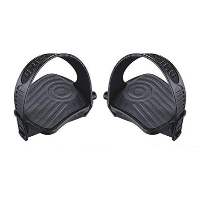 RMS Coppia Pedali Nero Cyclette - Ciclo Camera Filetto Grande 9/16 con Cinghie