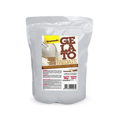 Base per gelato pronta in polvere 500 Gr - SENZA USO DELLA GELATIERA - Emulsionante Stabilizzante Addensante - con farina semi di carruba & guar