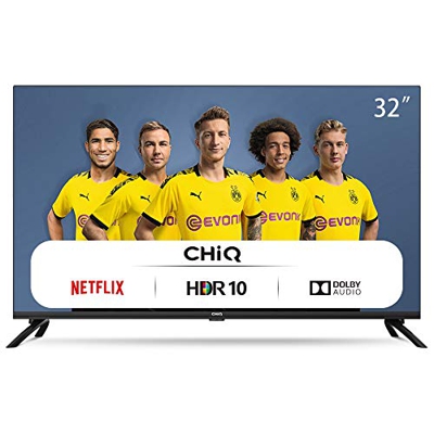 CHiQ L32H7N HD Smart TV, 32 pollici, Wi-Fi, Netflix, Youtube, Prime Video, Facebook, HDR, DVB-T2/C/S2, Frameless Design