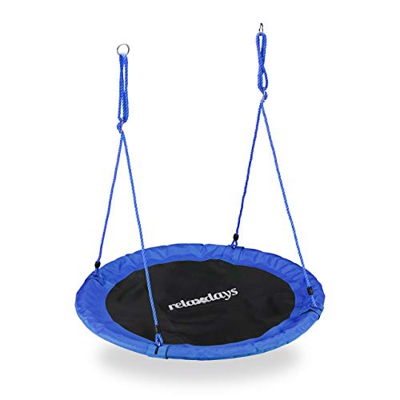 Relaxdays Altalena da Giardino a Nido, per Bambini e Adulti, Regolabile, Ø 90 cm, Portata Max. 100 kg, Blu Unisex, 150.00 x 90.00 x 90.00 cm