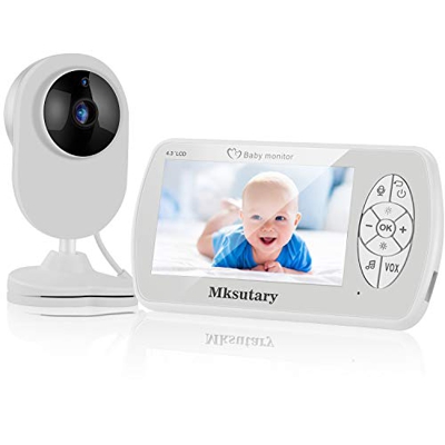 Baby Monitor, 4.3" Baby Monitor Video, Baby Monitor con Telecamera, Modalità VOX, Visione Notturna, Ninnananna, Monitoraggio Della Temperatura, Comuni