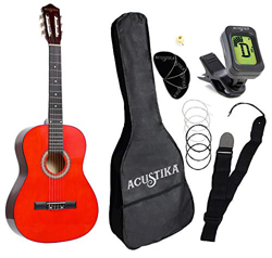 Chitarra Classica Acustika in Legno 100 cm 6 Corde in Nylon 4/4 Misura 39 Red Natural características