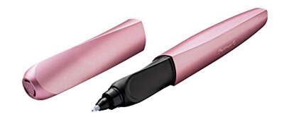 Pelikan 806299 Penna a Sfera Roller Twist Cartuccia blu KM Inclusa, Fusto Ergonomico, per Destrimani e Mancini, Lista Scuola, Rosa Metallizzato