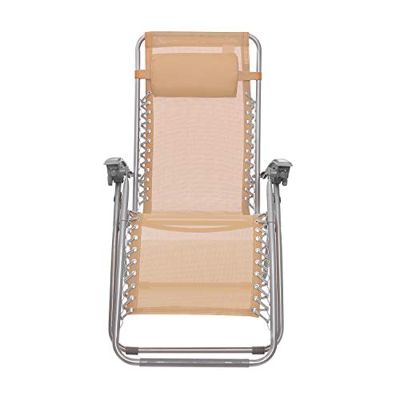 Sdraio reclinabile beige con braccioli, in acciaio Sunlight