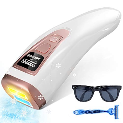 Epilatore Luce Pulsata - Epilatore Indolore Dispositivo Permanente Ice Cooling 5 Livelli Esposizione 999999 Flash Raffreddamento Ghiaccio