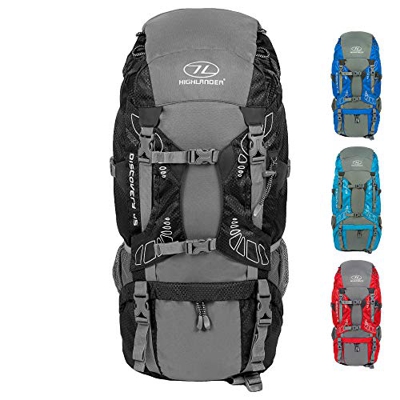 HIGHLANDER Zaino Discovery 85L - Zaino Leggero da Trekking con Coperchio Impermeabile - Ideale per Camminare, Viaggiare, Fare Trekking, campeggiare e 