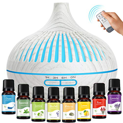 Diffusore di Oli Essenziali 500 ML, GeeRic 8 * 10ML Oli Essenziali+Ultrasuoni Umidificatore Purificatore d'Aria Diffusore di Aromi Nebulizzatore per O en oferta